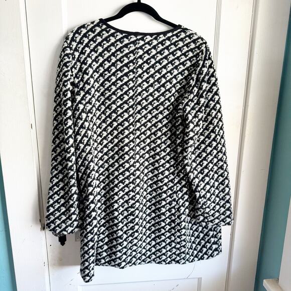 Talbots Wool Blend Sweater Coat Jacket Hidden Snap Buttons Houndstooth Style 1X - Picture 12 of 13